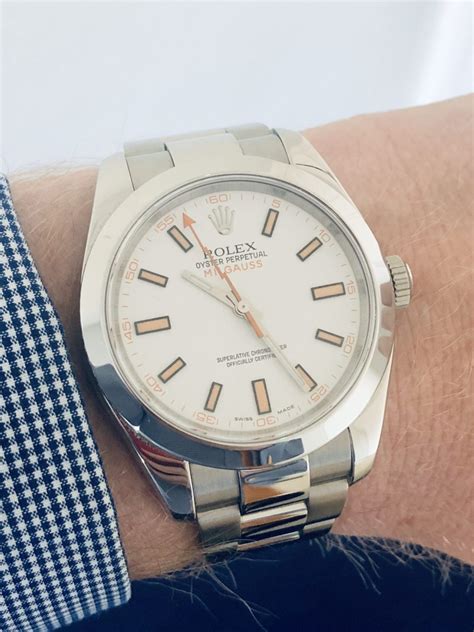 rolex milgauss wrist shot|rolex milgauss price chart.